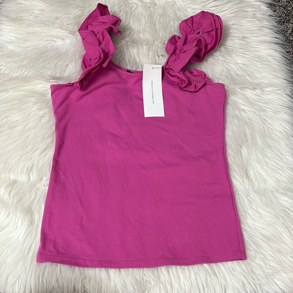 NWT French Connection Magenta Ruffle Shoulder Tank Size XS
